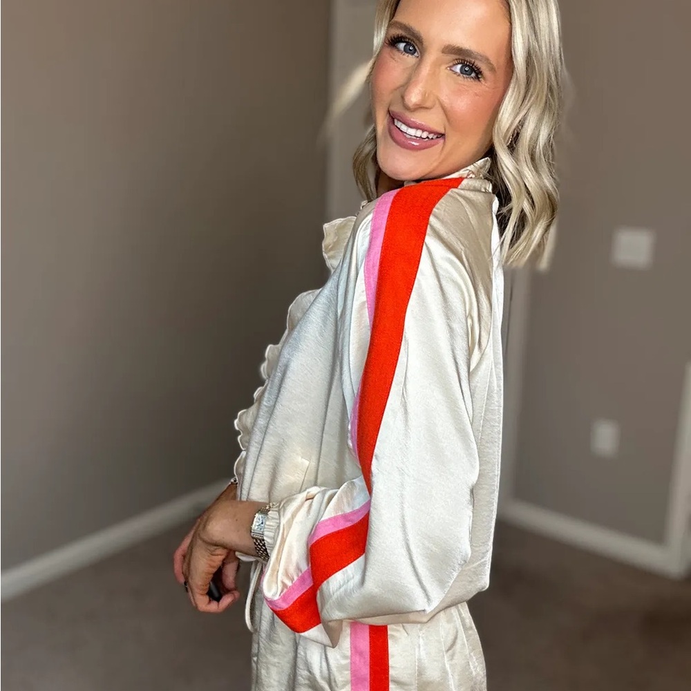 THML Cream Jacket w Orange and Pink Stripes - Picture 7 of 13